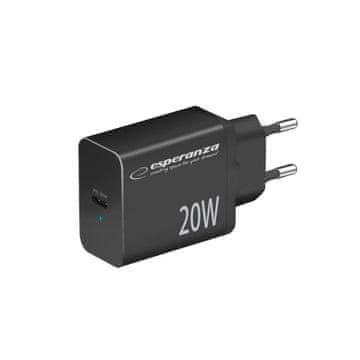 Esperanza EZC104K Esperanza omrežni polnilec 20W usb-c pd črn
