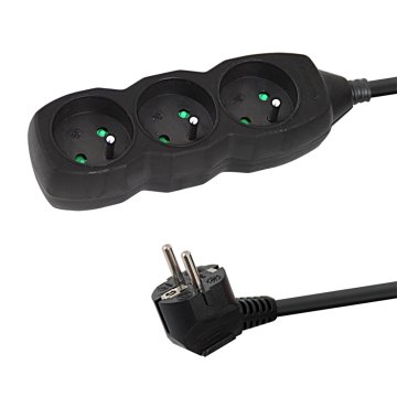 Esperanza  Podaljšek s Tremi Vtičnicami 1.5M Črn