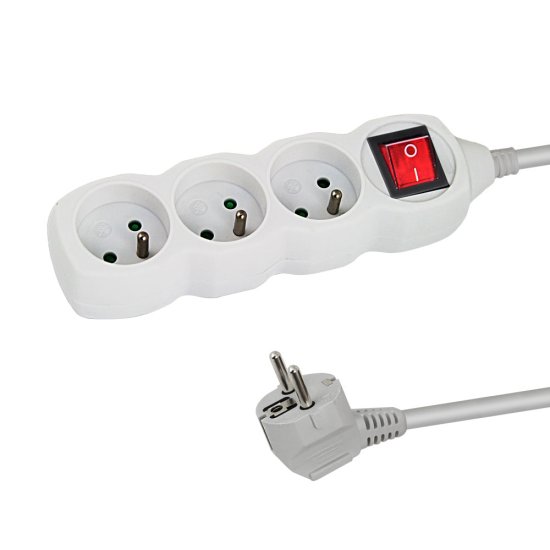 Esperanza ELK210W Esperanza napajalni trak 3 vtičnice vklop/izklop 1,5 m bele barve