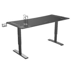 Ultradesk CRUISER BLACK Gaming miza, 160x70 cm, 66-82 cm, držalo za slušalke, 3 luknje za kabel, nastavljiva višina