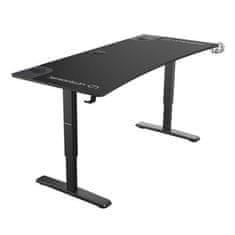 Ultradesk CRUISER BLACK Gaming miza, 160x70 cm, 66-82 cm, držalo za slušalke, 3 luknje za kabel, nastavljiva višina