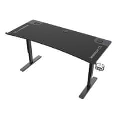 Ultradesk CRUISER BLACK Gaming miza, 160x70 cm, 66-82 cm, držalo za slušalke, 3 luknje za kabel, nastavljiva višina