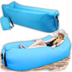 Korbi Napihljiva zložljiva kavč, lazy bag zrak, ležalnik fotelj matrač za plažo, modra barva