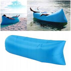 Korbi Napihljiva zložljiva kavč, lazy bag zrak, ležalnik fotelj matrač za plažo, modra barva