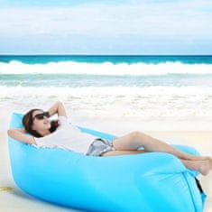 Korbi Napihljiva zložljiva kavč, lazy bag zrak, ležalnik fotelj matrač za plažo, modra barva