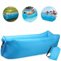 Korbi Napihljiva zložljiva kavč, lazy bag zrak, ležalnik fotelj matrač za plažo, modra barva
