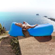 Korbi Napihljiva zložljiva kavč, lazy bag zrak, ležalnik fotelj matrač za plažo, modra barva