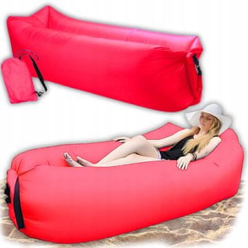 Korbi Napihljiva zložljiva kavč, lazy bag zrak, ležalnik fotelj matrač za plažo, rdeča barva