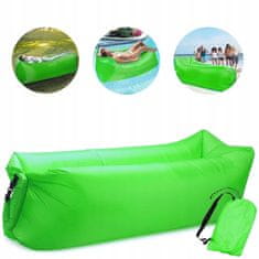 Korbi Napihljiva zložljiva kavč, lazy bag zrak, ležalnik fotelj matrač za plažo, zelena barva