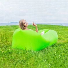 Korbi Napihljiva zložljiva kavč, lazy bag zrak, ležalnik fotelj matrač za plažo, zelena barva