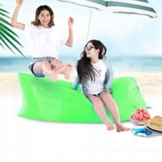 Korbi Napihljiva zložljiva kavč, lazy bag zrak, ležalnik fotelj matrač za plažo, zelena barva