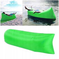 Korbi Napihljiva zložljiva kavč, lazy bag zrak, ležalnik fotelj matrač za plažo, zelena barva
