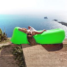 Korbi Napihljiva zložljiva kavč, lazy bag zrak, ležalnik fotelj matrač za plažo, zelena barva