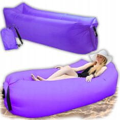 Korbi Napihljiva zložljiva kavč, lazy bag zrak, ležalnik fotelj matrač za plažo, vijolična barva