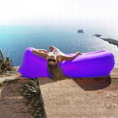 Korbi Napihljiva zložljiva kavč, lazy bag zrak, ležalnik fotelj matrač za plažo, vijolična barva