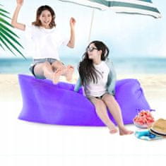 Korbi Napihljiva zložljiva kavč, lazy bag zrak, ležalnik fotelj matrač za plažo, vijolična barva