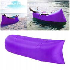Korbi Napihljiva zložljiva kavč, lazy bag zrak, ležalnik fotelj matrač za plažo, vijolična barva