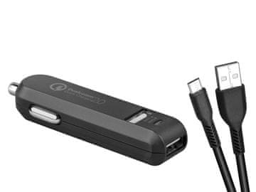 Avacom CarMAX 2 avtomobilski polnilnik 2x Qualcomm Quick Charge 2.0, črn (kabel micro USB)
