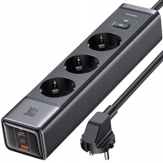 1 to 3 MCDODO POLNILEC ZA NAPAJALNI TRAK TIPA C 6X USB-C USB AC 1,5 M