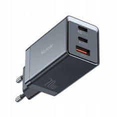 1 to 3 MCDODO HITRO POLNILNO NAPAJANJE 3X USB-C PD USB GAN 67W KABEL 1M