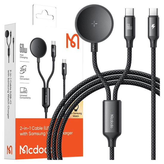 1 to 3 MCDODO INDUKCIJSKI POLNILEC ZA SAMSUNG GALAXY WATCH 2V1 USB-C LAPTOP KABEL