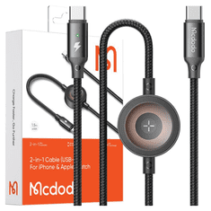 1 to 3 MCDODO INDUKCIJSKI POLNILEC ZA JABOLČNO URO 2V1 KABEL ZA IPHONE MACBOOK 60W