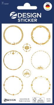 Avery Zweckform Z-Design božične nalepke 52097, označitev daril in voščilnic z imeni, 6 etiket/zavitek, motiv: zlata obroba, material: papir