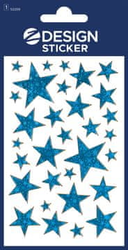 Avery Zweckform Z-Design božične nalepke 52259, dekoracija in označitev daril, voščilnic. 31 etiket/zavitek, motiv: modre zvezdice, material: svetleča folija
