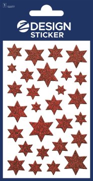 Avery Zweckform Z-Design božične nalepke 52277, dekoracija in označitev daril, voščilnic. 28 etiket/zavitek, motiv: rdeče zvezdice, material: svetleča folija