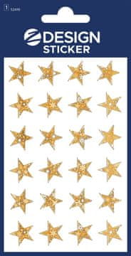 Avery Zweckform Z-Design božične nalepke 52419, dekoracija in označitev daril, voščilnic. 24 etiket/zavitek, motiv: zlate zvezdice, material: svetleča folija