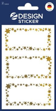 Avery Zweckform Z-Design božične nalepke 52622, označitev daril in voščilnic z imeni, 6 etiket/zavitek, motiv: obroba iz zlatih zvezdic, material: papir