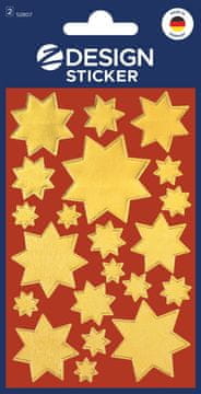 Avery Zweckform Z-Design božične nalepke 52807, dekoracija in označitev daril, voščilnic. 42 etiket/zavitek, motiv: zlate zvezdice, material: papir