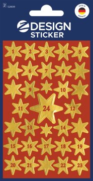 Avery Zweckform Z-Design božične nalepke 52809, dekoracija in označitev daril, voščilnic. 66 etiket/zavitek, motiv: zlate adventne zvezdice, material: papir