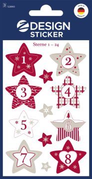 Avery Zweckform Z-Design božične nalepke 52890, dekoracija in označitev daril, voščilnic. 24 etiket/zavitek, motiv: adventne zvezdice, material: papir