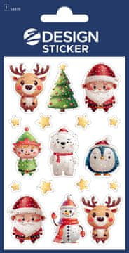 Avery Zweckform Z-Design božične nalepke 54478, dekoracija in označitev daril, voščilnic. 9 etiket/zavitek, motiv: božični motivi, material: svetleča folija