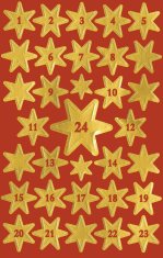Avery Zweckform Z-Design božične nalepke 52809, dekoracija in označitev daril, voščilnic. 66 etiket/zavitek, motiv: zlate adventne zvezdice, material: papir