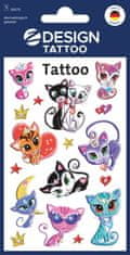 Avery Zweckform Z-Design otroški tatuji 56675, dermatološko testirani, dekoracija in igra, 9 tetovaž/zavitek, motiv: muce z velikimi očmi, material: folija, angleški izraz: Sticker/Tattoo