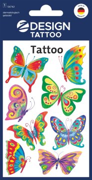 Avery Zweckform Z-Design otroški tatuji 56742, dermatološko testirani, dekoracija in igra, 8 tetovaž/zavitek, motiv: metulji, material: folija, angleški izraz: Sticker/Tattoo