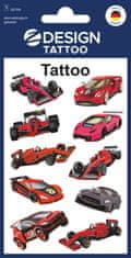 Avery Zweckform Z-Design otroški tatuji 56764, dermatološko testirani, dekoracija in igra, 10 tetovaž/zavitek, motiv: dirkalni avtomobili, material: folija, angleški izraz: Sticker/Tattoo