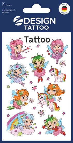 Avery Zweckform Z-Design otroški tatuji 56768, dermatološko testirani, dekoracija in igra, 9 tetovaž/zavitek, motiv: gozdne vile, material: folija, angleški izraz: Sticker/Tattoo