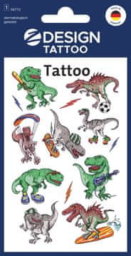 Avery Zweckform Z-Design otroški tatuji 56772, dermatološko testirani, dekoracija in igra, 9 tetovaž/zavitek, motiv: dinozavri, material: folija, angleški izraz: Sticker/Tattoo