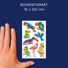 Avery Zweckform Z-Design dekorativne otroške nalepke 57290, označevanje, igranje, zbiranje v albumu, 8 etiket/zavitek, motiv: eksotične ptice, material: bleščeča folija, angleški izraz: Sticker