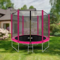 aGa SPORT TOP Trampolin 250 cm Roza + zaščitna mreža + lestev