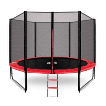 Aga Sport Pro Trampolin 305 cm Rdeča + zaščitna mreža + lestev