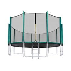Aga Sport Pro Trampolin 500 cm Temno zelena + zaščitna mreža + lestev + žep za čevlje