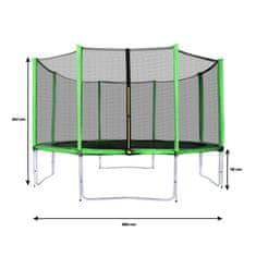 Aga Sport Pro Trampolin 366 cm Svetlo zelena + zaščitna mreža + lestev
