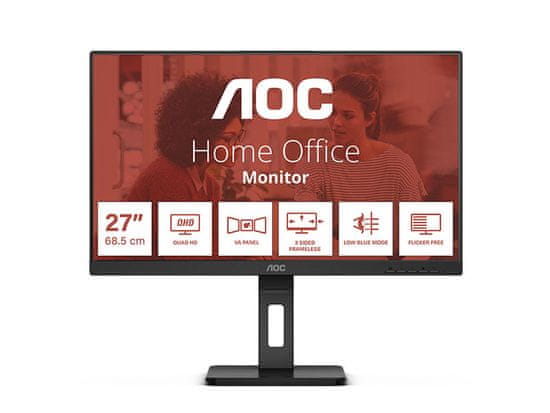 AOC Q27E3UMF 27" VA QHD 75Hz ergonomski pisarniški monitor