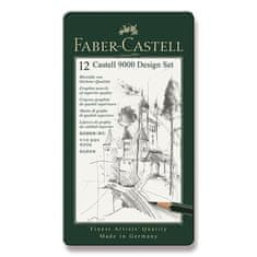 Faber-Castell Grafitni svinčnik Castell 9000 Design set - 12 kosov, pločevinasta škatlica