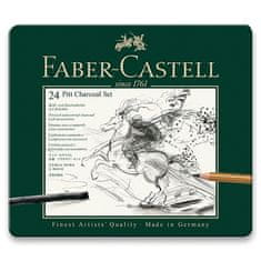 Faber-Castell Pitt Monochrome Charcoal - pločevinasta škatlica, 24 kosov