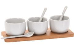 EXCELLENT Servirne sklede z žlicami porcelan / bambus KO-795880010